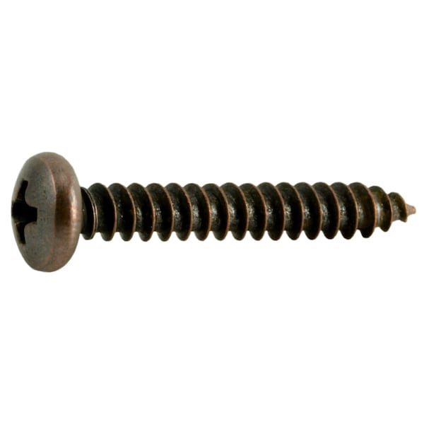 Midwest Fastener Sheet Metal Screw, #10 x 1-1/4 in, Bronze Plated Steel Pan Head Phillips Drive, 25 PK 35956 - main